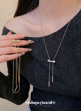 18真金电镀锆石圆形吊坠项链韩系