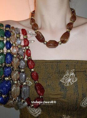 亚克力不规则串珠项链欧美跨境