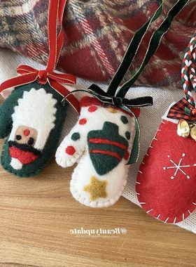 植绒蝴蝶结手套吊坠项链圣诞节