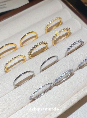 圆形几何宫廷风食指锆石戒轻奢