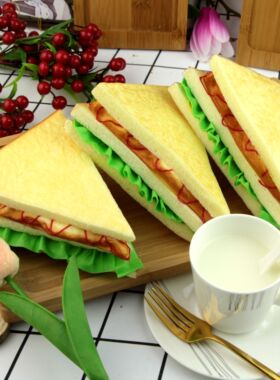 仿真三明治食品模型家居橱柜装饰儿童过家家回弹面包蛋糕玩具摆件