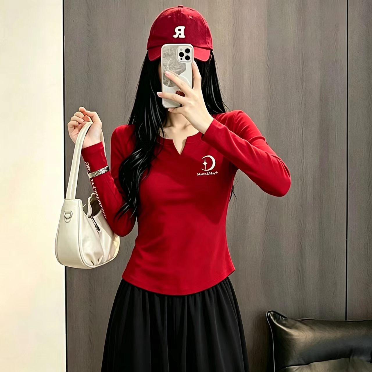 秋季新款广场舞服装长袖上衣修身小V领弹力健身运动操舞蹈演出T恤