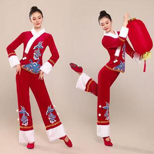 广场舞服装新款套装冬季金丝绒节日古典民族中国风团体表演舞蹈服