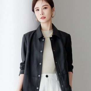 头层绵羊皮单皮夹克女装 今年流行特惠2025年新款 海宁真皮皮衣短款