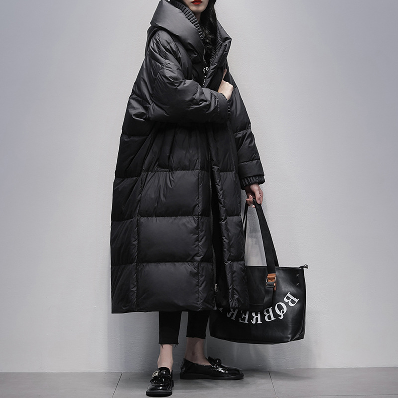 今年流行特惠黑色长过膝羽绒服女中长款2023冬装新款韩版连帽