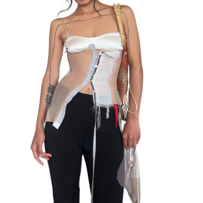 解构主义拼接弹力腰封抹胸