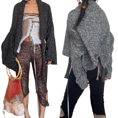 小众设计师独特风格多功能披肩针织衫开衫外套