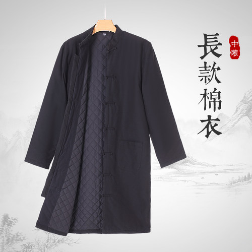 中青年复古加厚长款冬季保暖棉袄