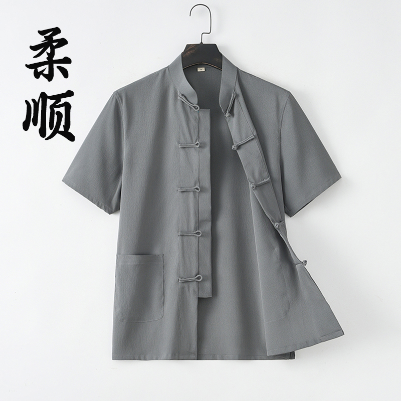 中式唐装复古短袖中老年夏季禅服