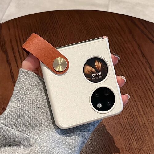 适用於华为pocket2手机保护壳皮纹时尚手提5g新品摺叠屏POCKET 2硬壳防摔保护套p50宝盒一体式支架简约挂绳S