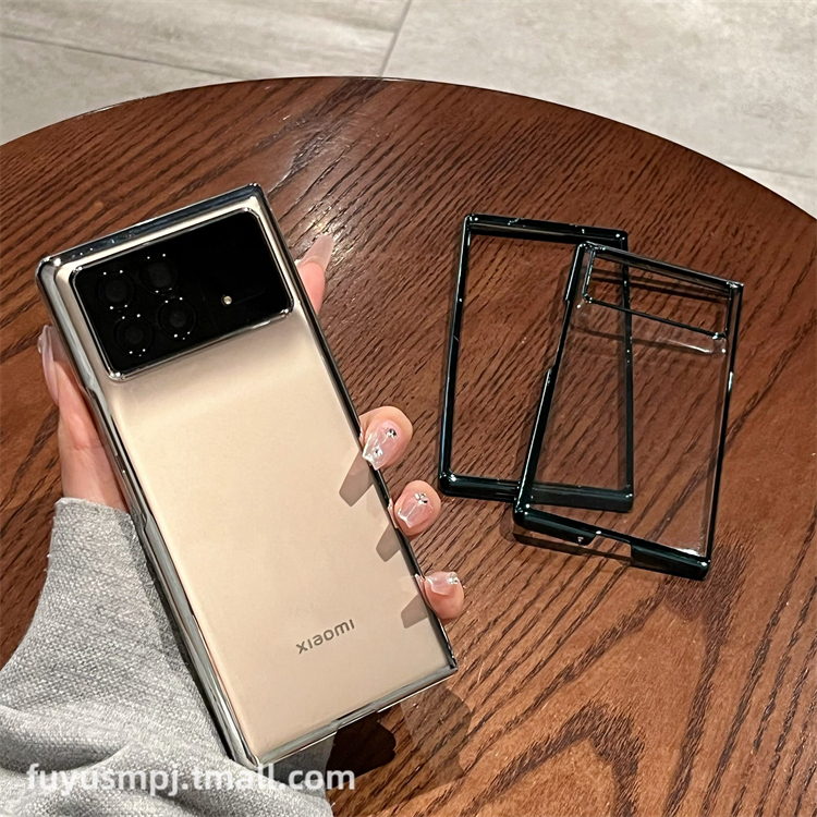 适用小米折叠屏mixfold3手机壳超薄MIX Fold3全包新款电镀透明不发黄简约个性高级网红防摔折叠保护套女