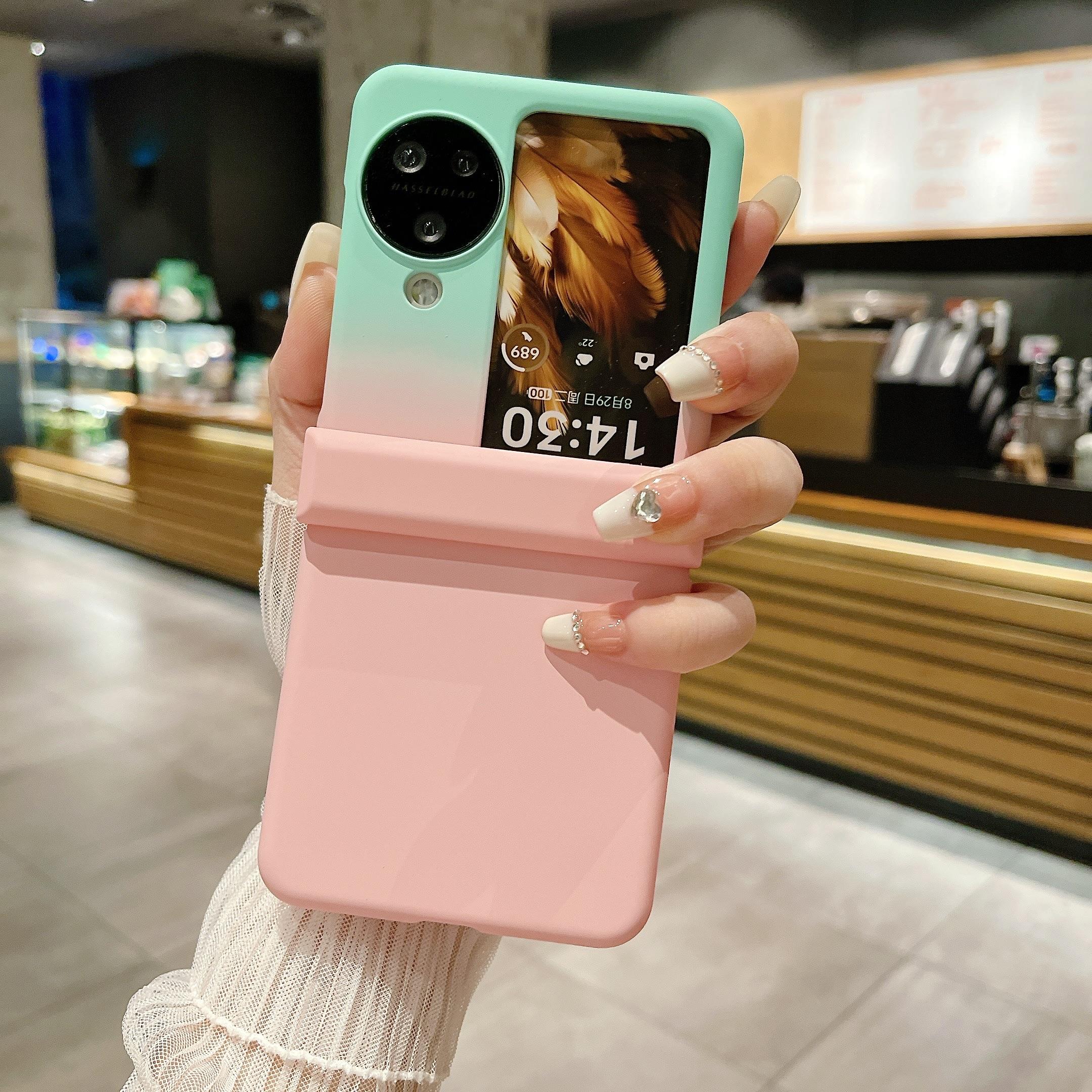 新款肤感渐变色全包铰链适用OPPO Find N3flip手机壳oppofindn2flip磨砂翻盖折叠屏保护套n3flip防摔时尚硬壳