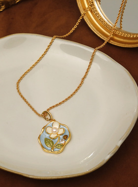 XKDDCT油画项链女法式天然淡水珍