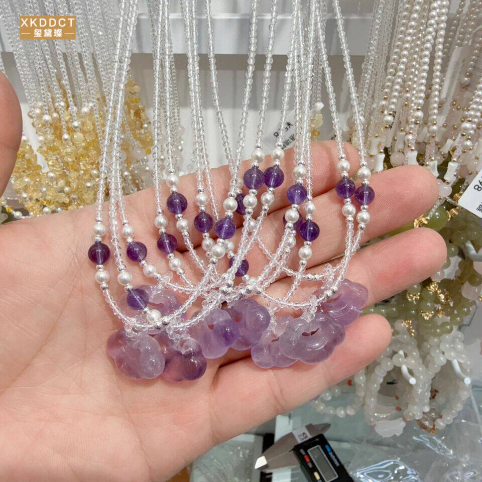 XKDDCT新款 2026原创新中式项链骨链紫水晶转女显白吊坠锁骨链女