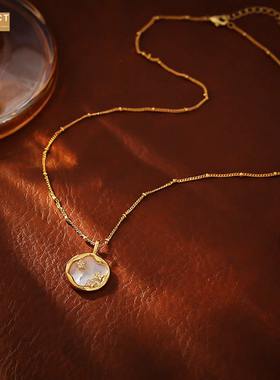 XKDDCT幸星贝母项链铜镀真金锆石