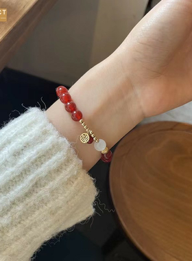 XKDDCT新款红手链女8mm串珠新中