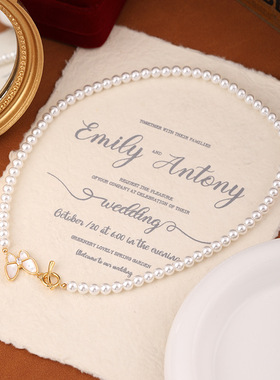 XKDDCT百搭贝壳蝴蝶玻璃暖白珍珠