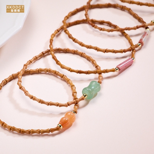 XKDDCT新款 寺庙橄榄核手串新中式竹节手链道观结缘小众木作