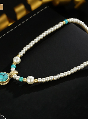 XKDDCT石吊坠珍珠项链女秋冬轻奢