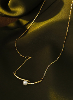 XKDDCT新款交叉筷子项链女单颗珍