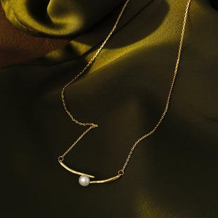 XKDDCT新款交叉筷子项链女单颗珍珠简约气质高级感欧美风颈链秋冬