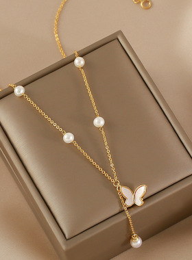 XKDDCT新款天然淡水珍珠蝴蝶项链