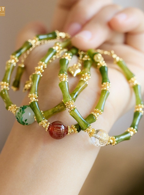 XKDDCT新中式竹节手链水晶手串简