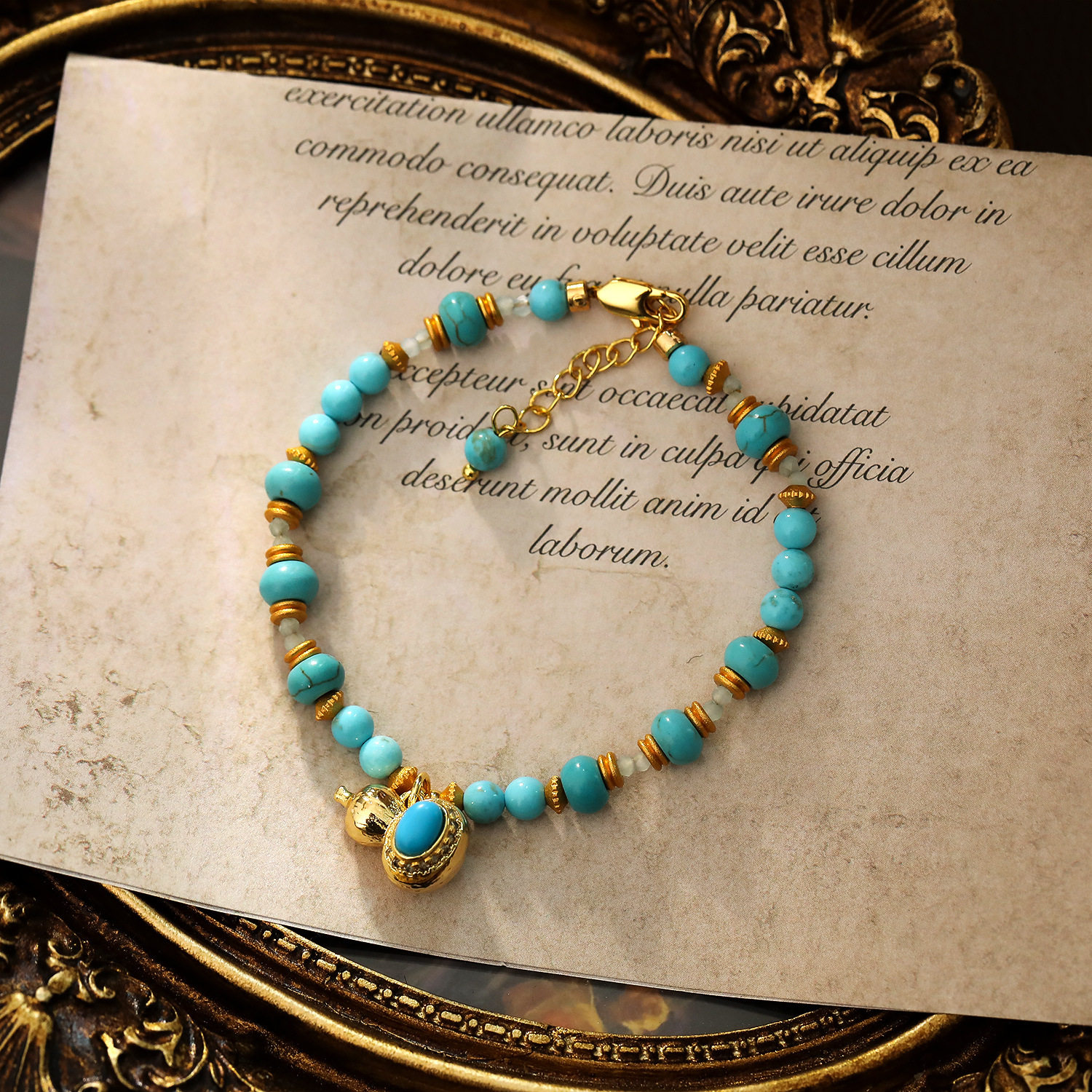 XKDDCT新中式绿松石手工串珠手串女小众设计民族风气质葫芦手链福