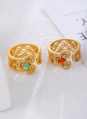 XKDDCT新款中古风玛瑙戒指女士