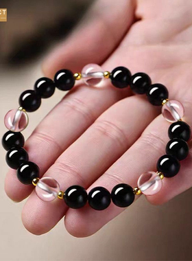 XKDDCT石搭配仿塔晶白水晶八卦手