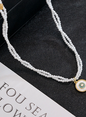 XKDDCT法式复古双层叠戴项链百搭