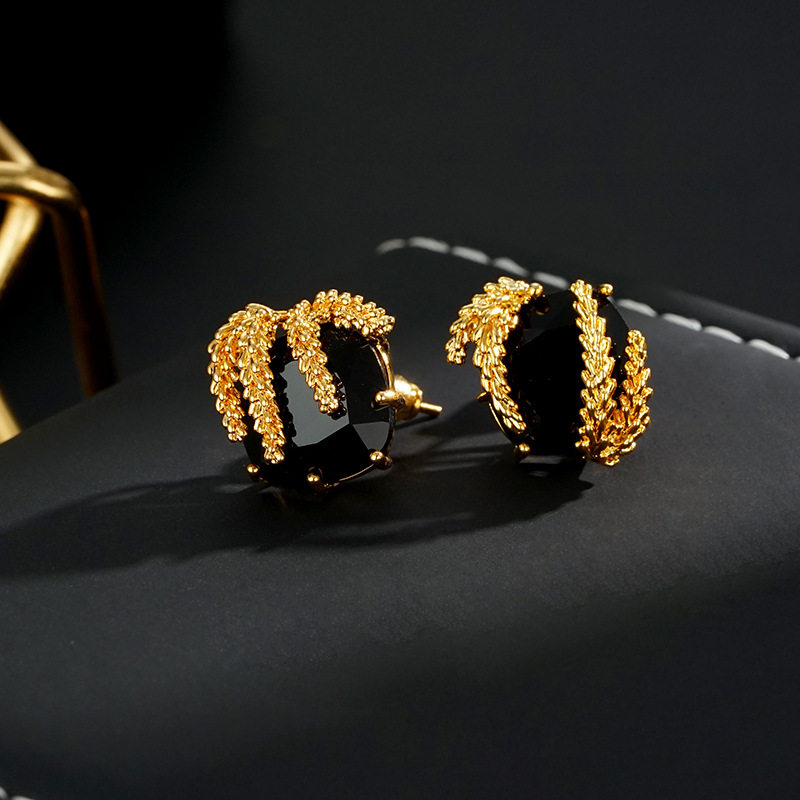 XKDDCT麦穗方钻耳钉高级感小众设计女气质时尚百搭方块耳环全新5