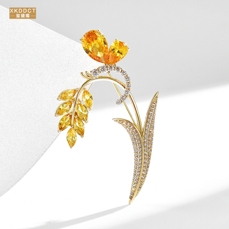 XKDDCT气质简约清新百搭五谷丰登麦穗精致大衣胸针防走光配饰全新