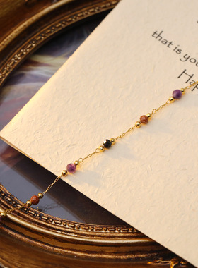 XKDDCT彩色天然石极细串珠锁骨链