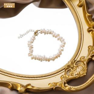 XKDDCT复古巴洛克风花瓣淡水珍珠气质项链颈链女时轻奢手链nHcfE