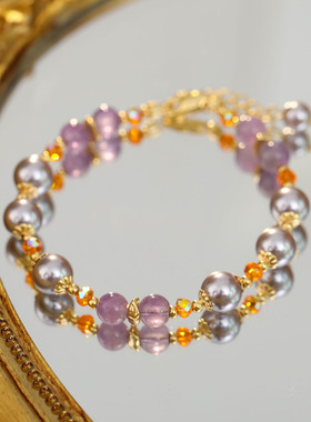 XKDDCT新款原创满天星曼塔玫瑰珍珠手链小众设计百搭手串送女友闺