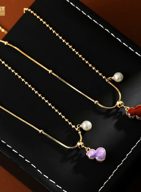 XKDDCT秋冬百搭毛衣链平安珠光珐