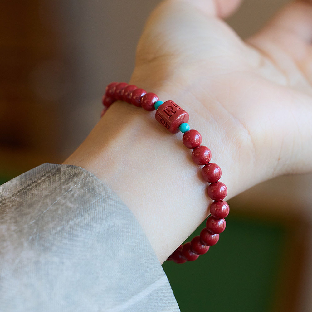 XKDDCT天然6MM原矿朱砂手链六字真言高含量帝王砂手串本命年礼物