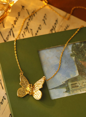 XKDDCT轻奢小众高级感气质金色蝴