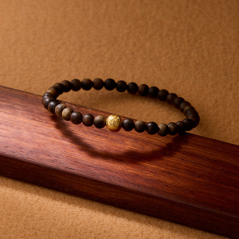 XKDDCT海南天然4MM手串S925银扎基拉姆好运手链手串小众木作配件