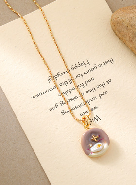 XKDDCT油画吊坠淡水珍珠海星项链