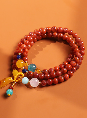 XKDDCT新款天然三圈南红手链吊蜜