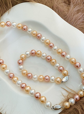 XKDDCT倪妮同款百搭混色珍珠项链