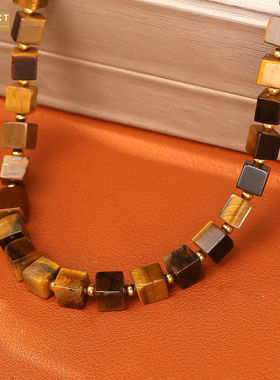 XKDDCT美拉德风虎眼石项链高级感