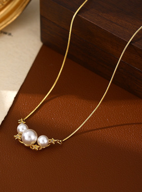 XKDDCT星星项链轻奢珍珠配饰女夏