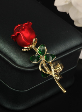XKDDCT红色玫瑰女时尚合金别针西装配饰婚庆牡丹胸花喜庆潮滴油胸