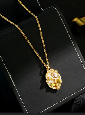 XKDDCT新中式天然珍珠项链花朵油