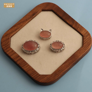 XKDDCT草莓晶魔盒水晶复古椭圆镶嵌手链手串配件配饰全新人造水晶