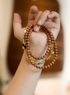 XKDDCT新款奶香檀木项链女八宝天