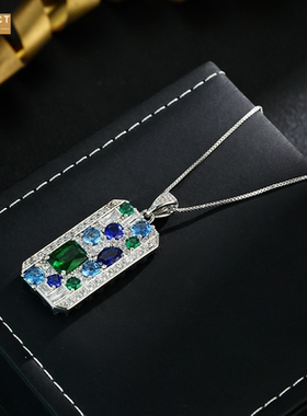 XKDDCT欧美复古几何长款方形吊坠